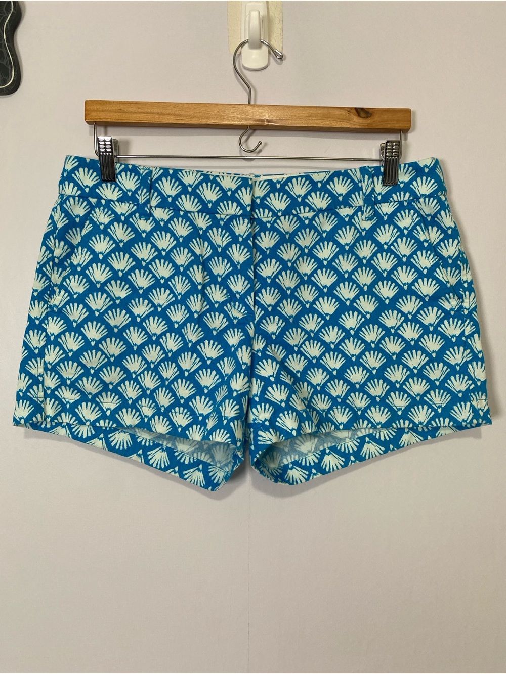 J.Crew fan-print classic chino short 8 Blue Cotton Preppy Summer Resortwear